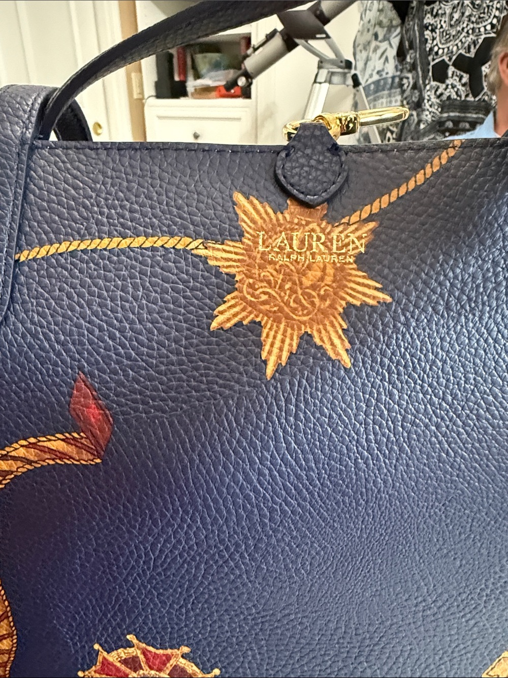 Lauren Ralph Lauren 16x10” navy nautical tote 16” x 10”.   Cosmetic bag. NWOT - Picture 8 of 9